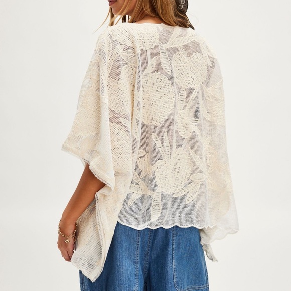 FREE PEOPLE WILLOW LACE TIE FRONT OPEN TOP OS - Picture 2 of 8